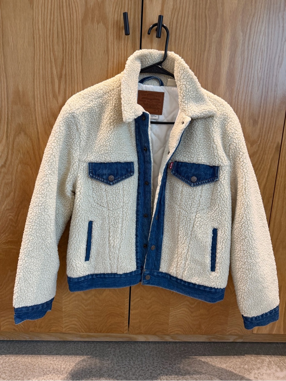 Levi's Woman’s Sherpa Denim-Trim Jacket in Cream